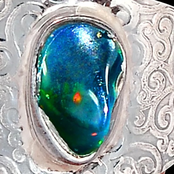 Chalama black opal sterling silver ring size 9 - Picture 2 of 2
